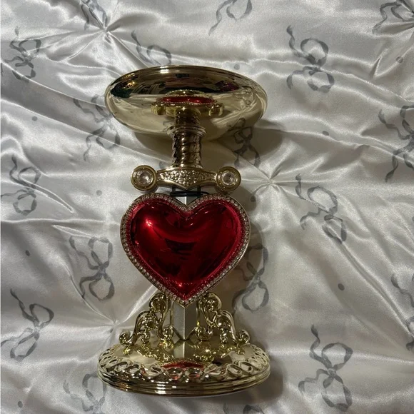 Disney Bath and Body Works Gold Candle Holder with Red Heart Accent - Picture 3 of 4